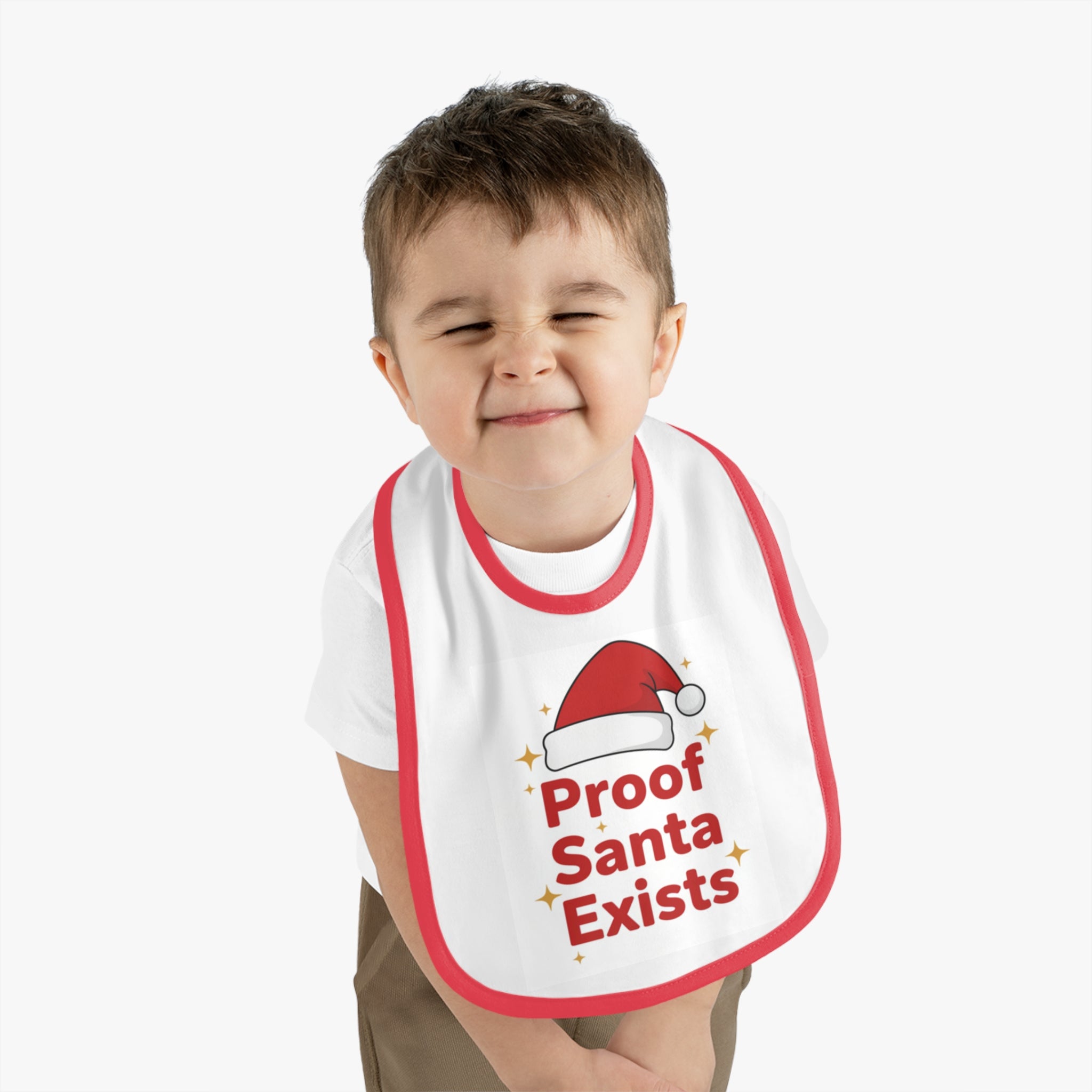 Holiday Baby Bib with Santa Design - Proof Santa Exists