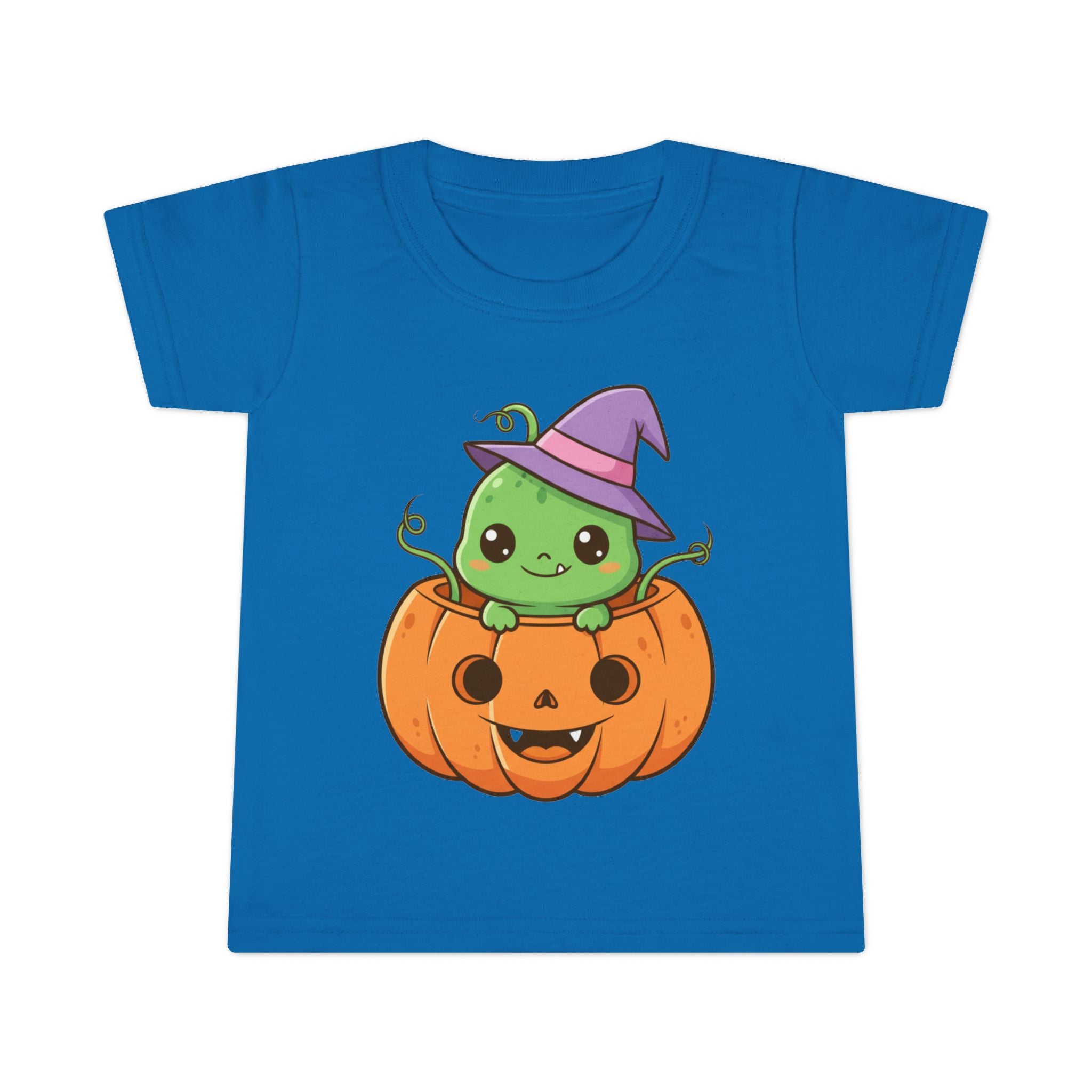 Cute Halloween Toddler T-Shirt with Pumpkin and Witch Hat Design
