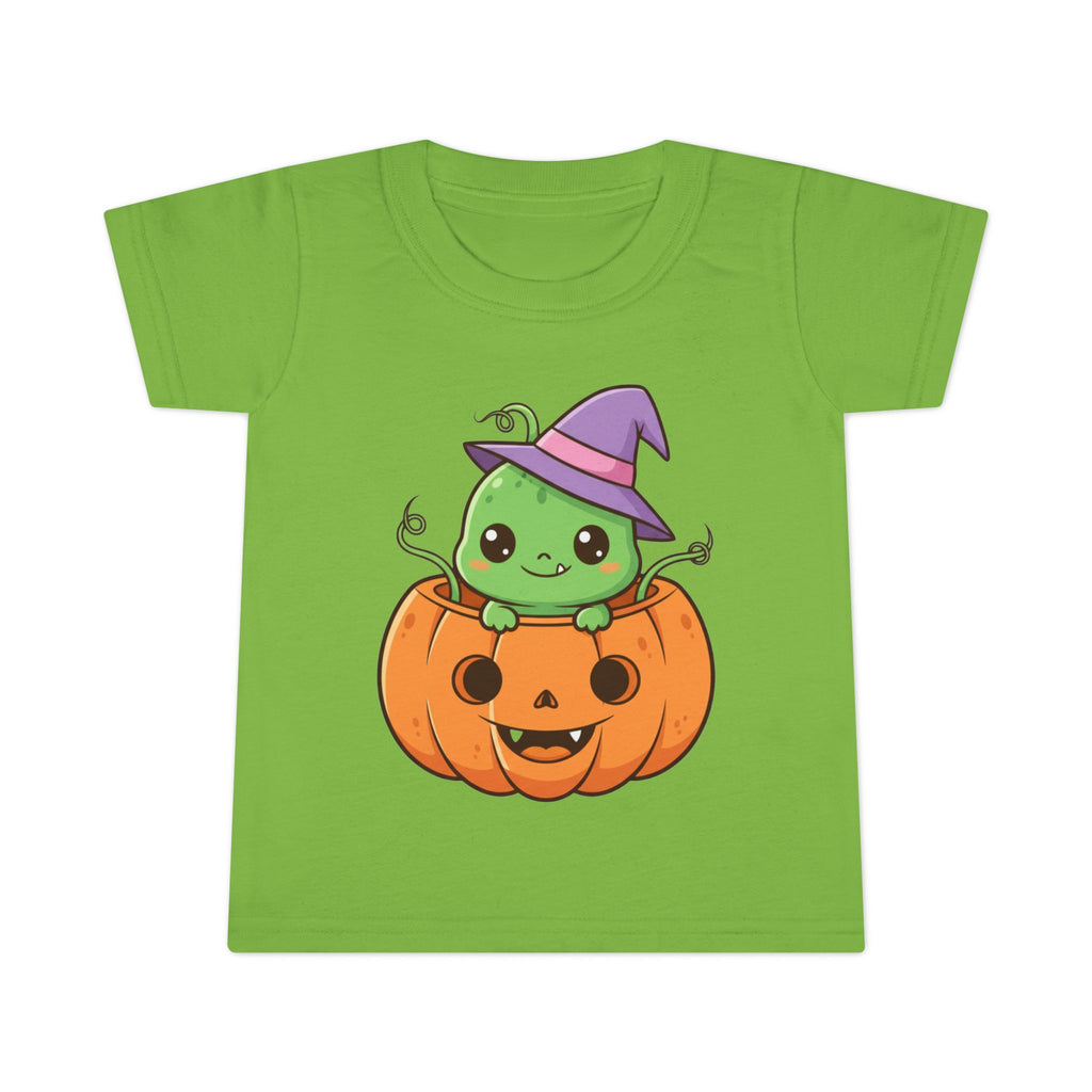 Cute Halloween Toddler T-Shirt with Pumpkin and Witch Hat Design