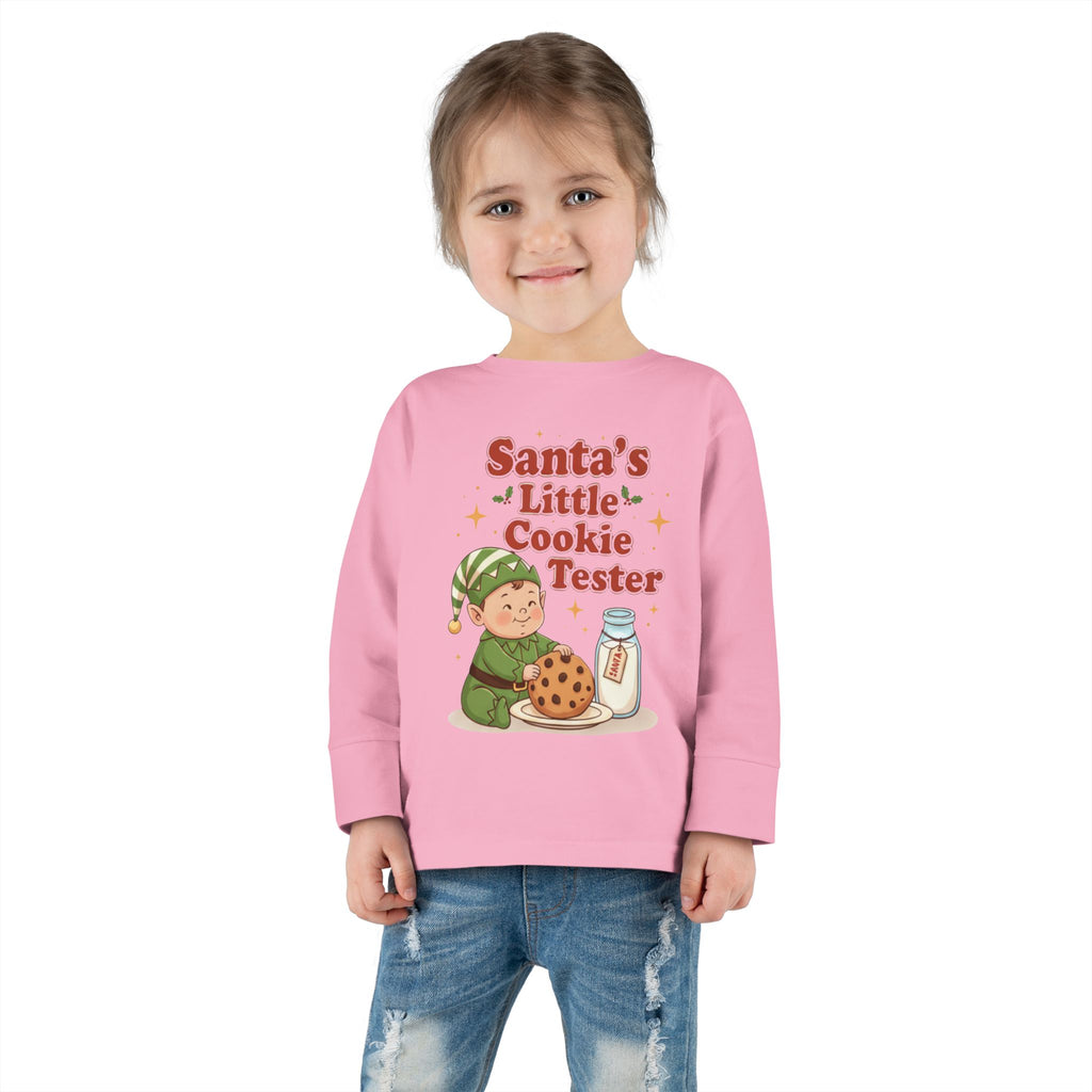 Santa's Little Cookie Tester Toddler Long Sleeve Tee