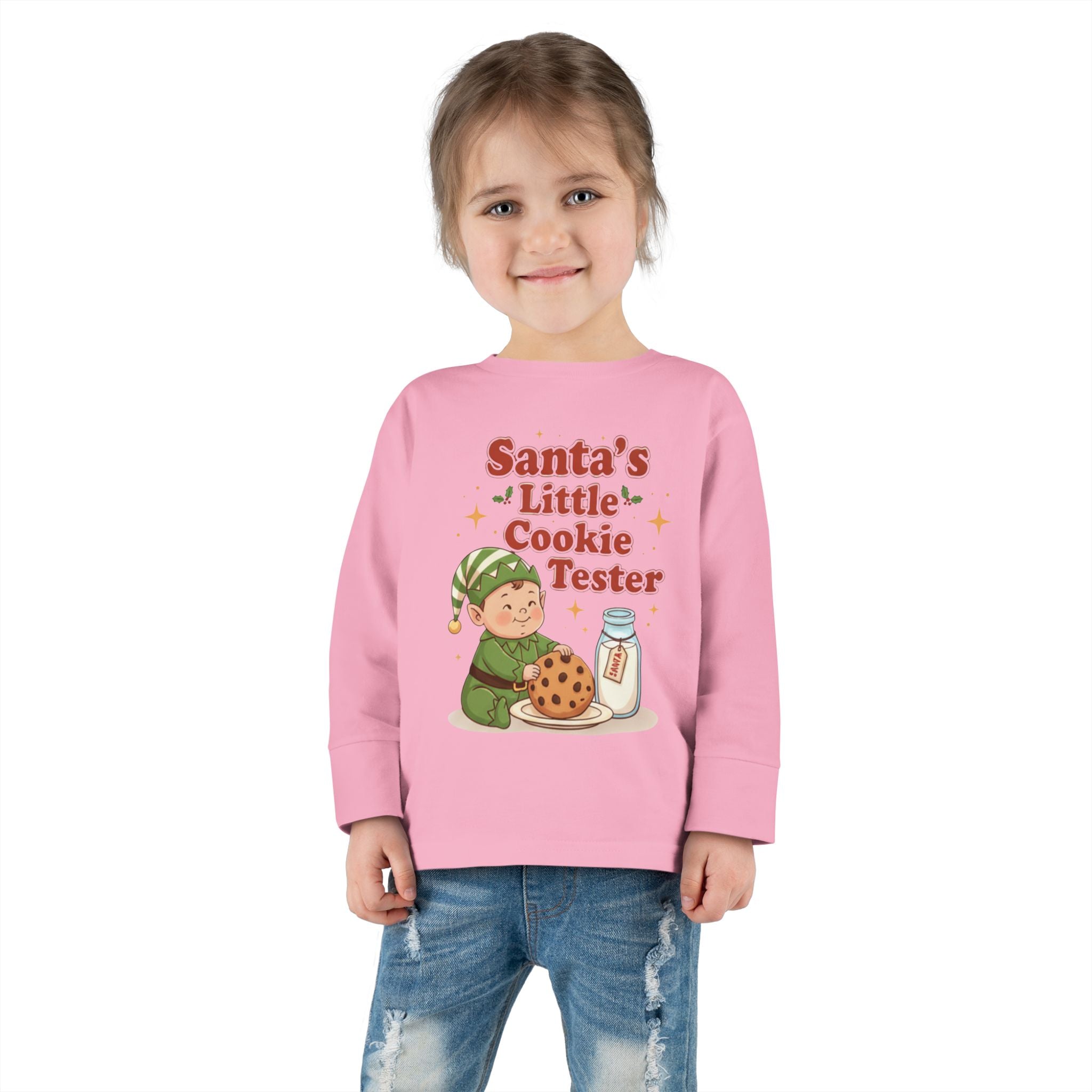 Santa's Little Cookie Tester Toddler Long Sleeve Tee