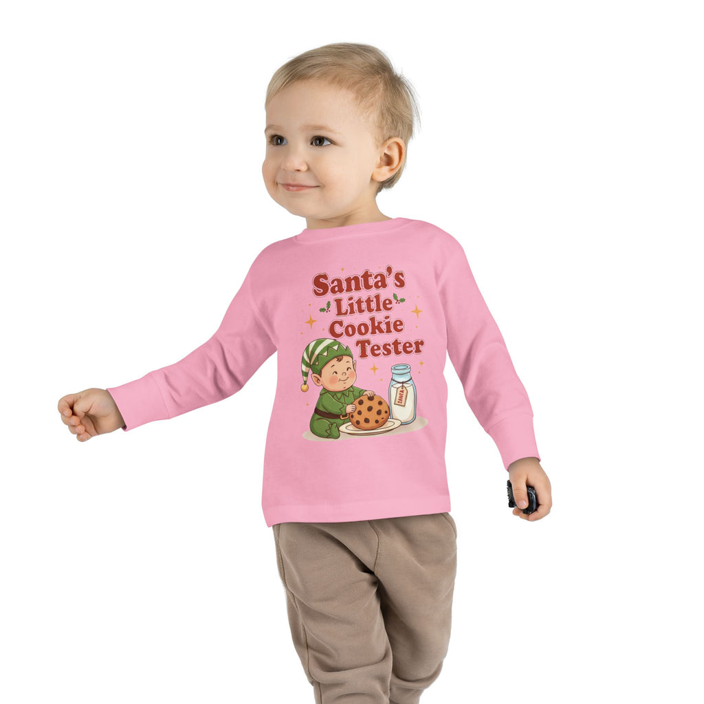 Santa's Little Cookie Tester Toddler Long Sleeve Tee