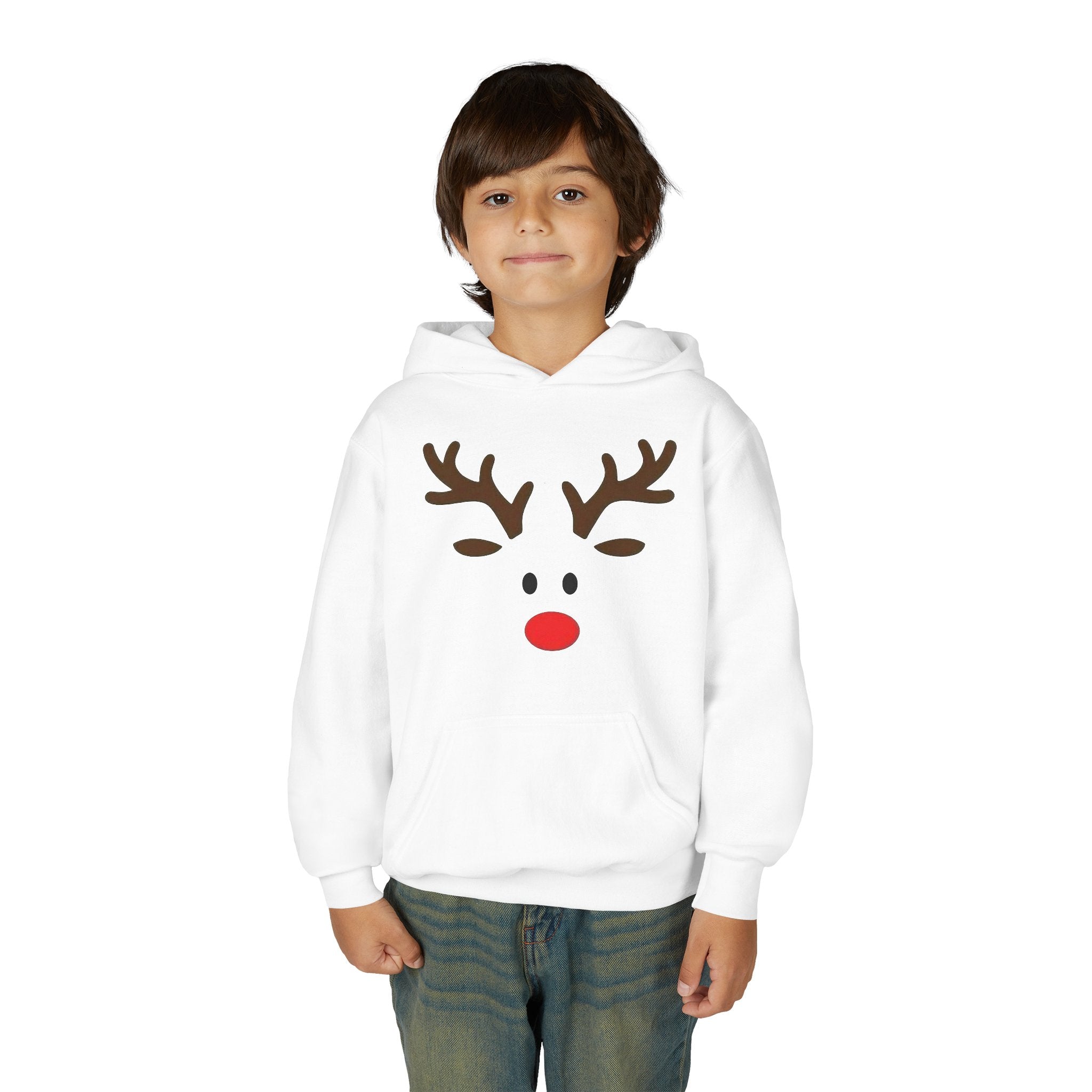 Reindeer Youth Hoodie - Festive Heavy Blend Sweatshirt for Kids
